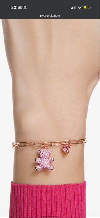 Pulsera Swarovski Oso y Corazón Rosa