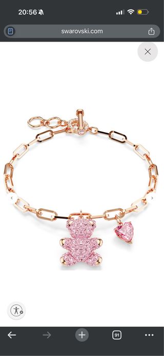 Pulsera Swarovski Oso y Corazón Rosa