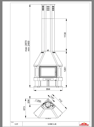 Chimenea de esquina Brompi Lorca-R
