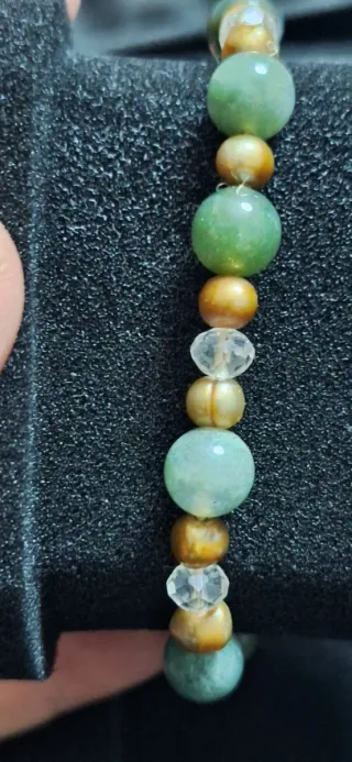 2 Braccialetti Pietre Naturali Verdi Argento