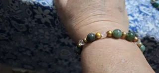 2 Braccialetti Pietre Naturali Verdi Argento