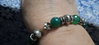 2 Braccialetti Pietre Naturali Verdi Argento