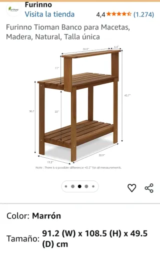 Banco de madera para macetas