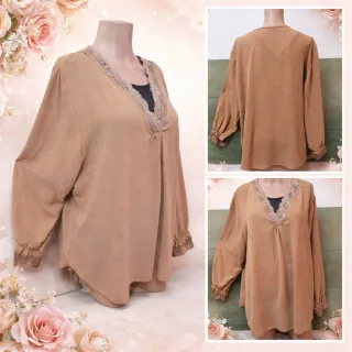 Blusón beige con encaje