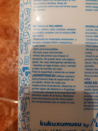 Set Vajilla Melamina Kukuxumusu Infantil