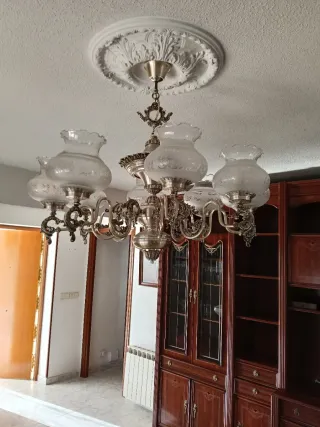 Lámpara de salón plata y cristal de 8 Apliques