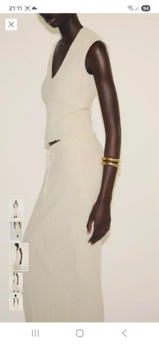 Falda larga Zara beige