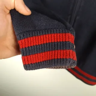 Polo Ralph Lauren Zip Up Hoodie Knit Navy Blue Red