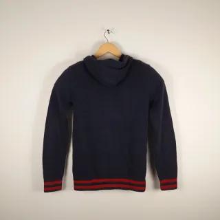 Polo Ralph Lauren Zip Up Hoodie Knit Navy Blue Red