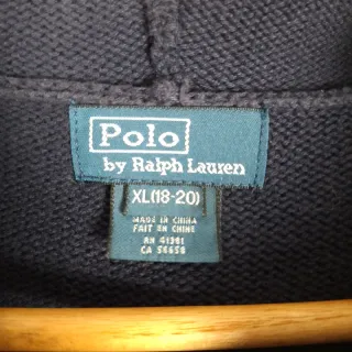 Polo Ralph Lauren Zip Up Hoodie Knit Navy Blue Red