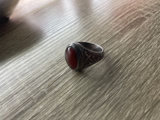 Anillo Plata Antiguo Piedra Roja