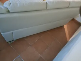 Sofá de piel beige 3 plazas + 1 plaza