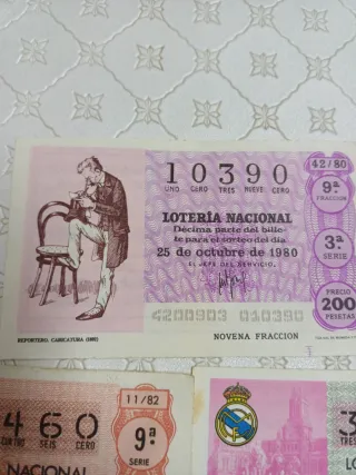 Lotería Nacional Décimos Antiguos
