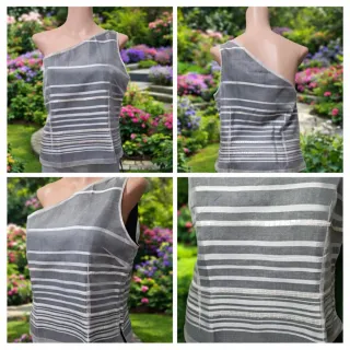 Blusa de fiesta gris y blanca