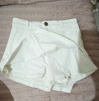 Falda-pantalón blanca cruzada