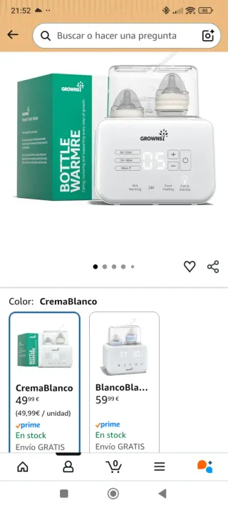 Calienta biberones GROWNSY CremaBlanco