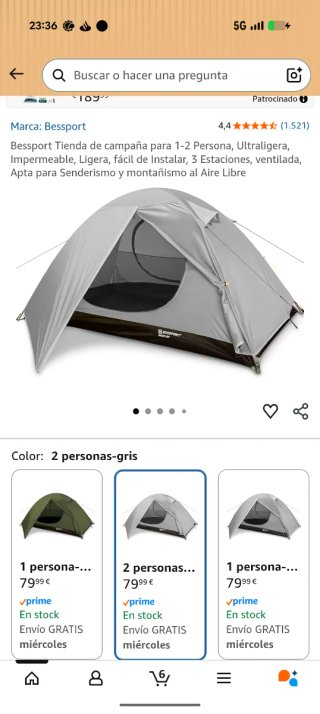 Tienda de campaña 1-2 personas