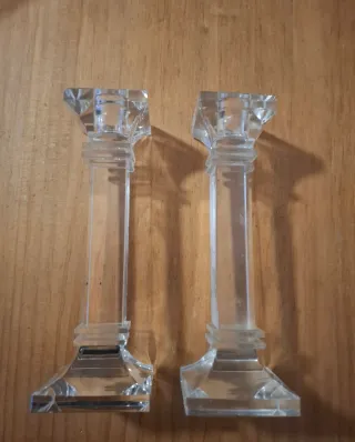Set 2 Candelabros Cristal Cuadrados + velas