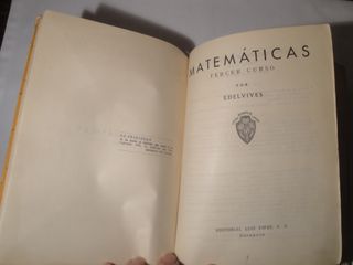 Matemáticas. Tercer Curso de Bachillerato.Año 1954