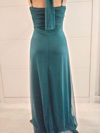 Vestido verde largo drapeado