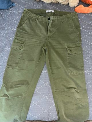 Pantalón Cargo Verde Zara Talla 36