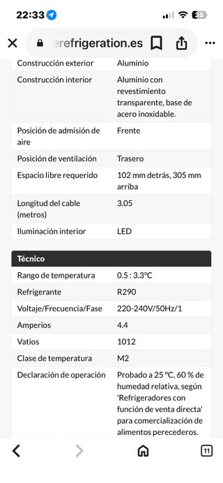 Expositor refrigerado para frutería