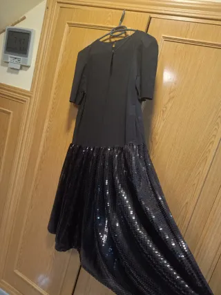 Vestido fiesta negro lentejuelas talla 46