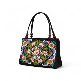 Borsa donna ricamata floreale