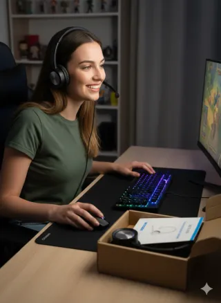 Auscultadores com microfone e controlo