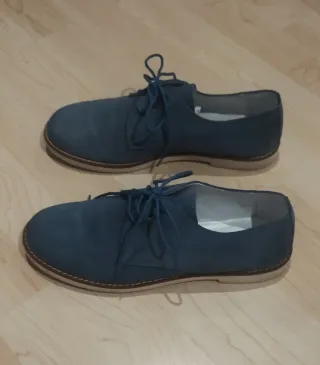 Zapatos blucher ceremonia serraje azul talla 36