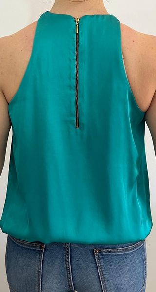 Blusa cuello Halter Zara Turquesa Talla M