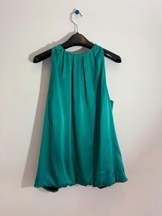 Blusa cuello Halter Zara Turquesa Talla M