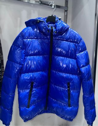 Piumino uomo blu elettrico nylon lucido