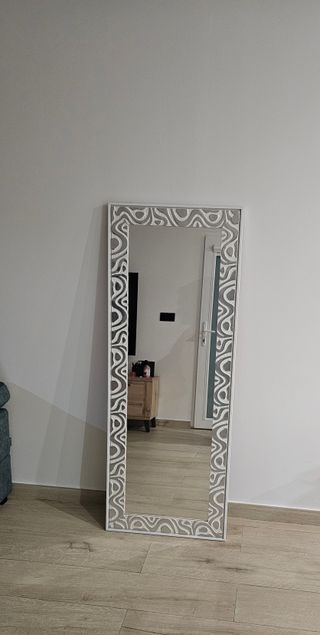 Espejo decorativo marco blanco y gris