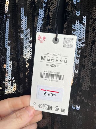 Falda Lentejuelas Zara Talla M