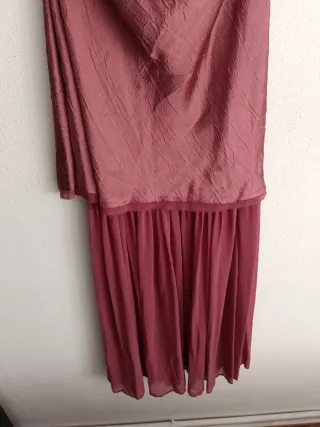 Vestido largo combinado satinado Zara talla M