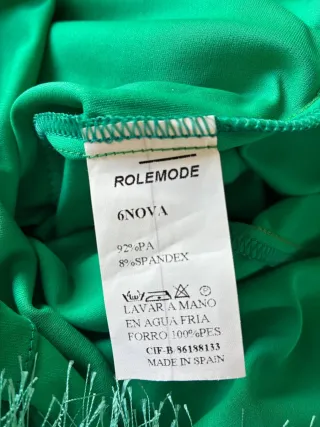 Vestido verde fiesta con flecos