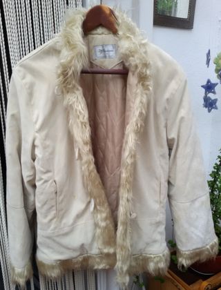 Chaqueta antelina beige con pelo Talla L