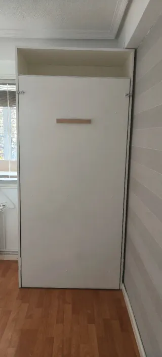 Cama Abatible Vertical Madera Blanca y colchón 90