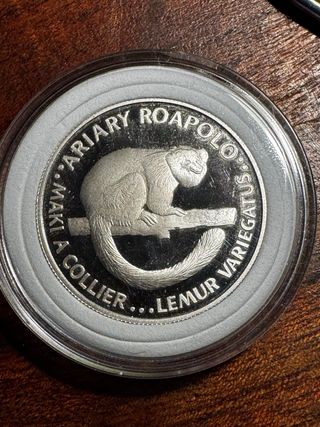 Moneda de 20 Ariary 1988 en plata .925 PROOF