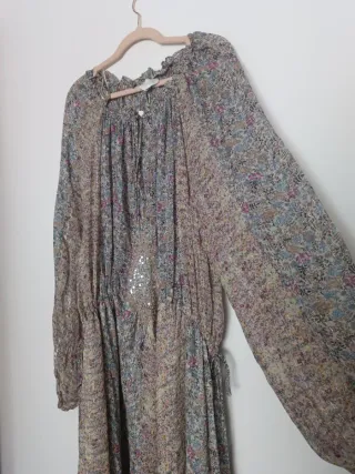 Vestido túnica estampado floral hilo metalizado XL