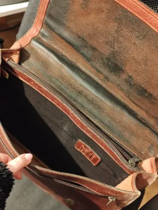 Maletín de cuero auténtico marrón