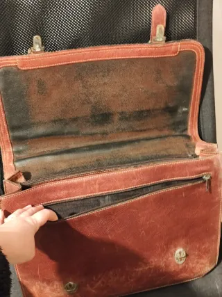 Maletín de cuero auténtico marrón