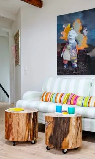 Troncos de pino para mesas/taburetes