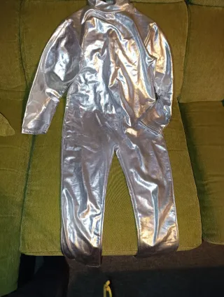 Mono plateado disfraz talla 10-12