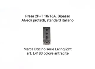 Presa Bticino Livinglight 2P+T 10/16A. antracite