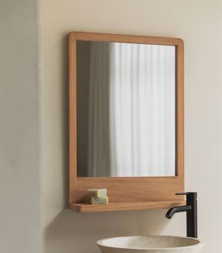 Espejo de baño madera y cristal