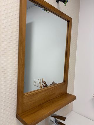 Espejo de baño madera y cristal