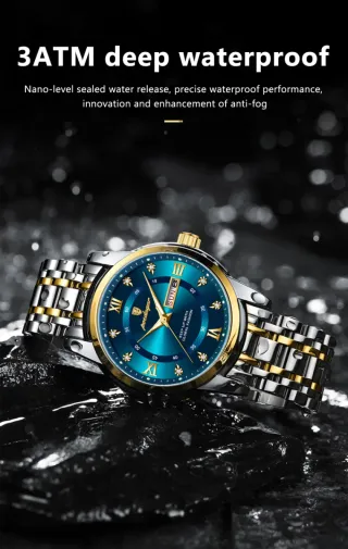 Reloj Poedagar Hombre Azul y Dorado