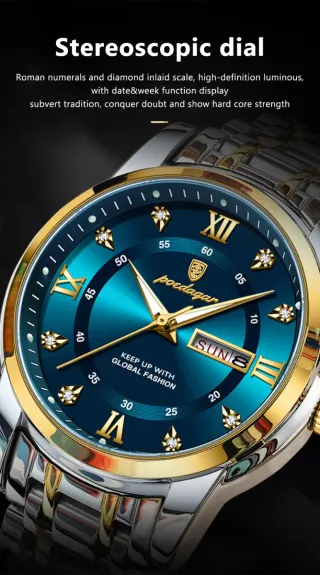 Reloj Poedagar Hombre Azul y Dorado